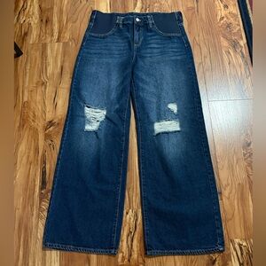 MATERNITY Wide Leg Jeans Distressed Size Medium Under Belly Jeans 32” Brand New